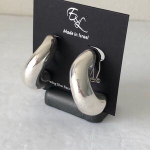 E&L Israel Sterling Silver Wave Electrofom Earrings